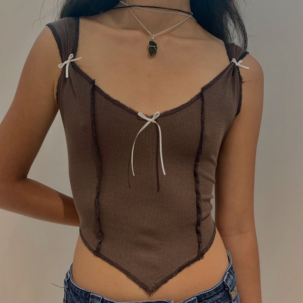Y2k bow corset tank